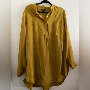 Lands End Blouse Top Women’s Silk Yellow Gold 2X /20  Professional